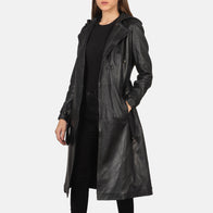 Fixon Hooded Black Trench Coat by Dash Racegear - women Jacket view 1