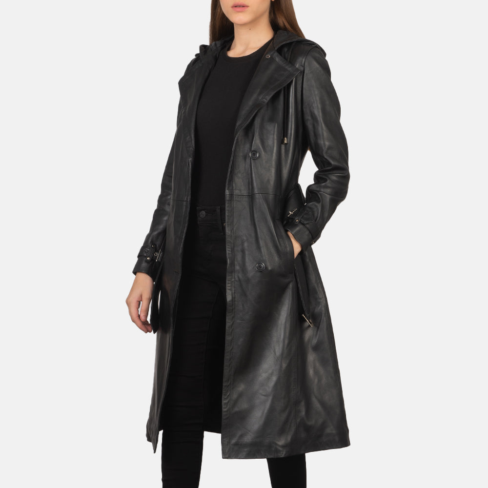 Fixon Hooded Black Trench Coat by Dash Racegear - women Jacket view 1