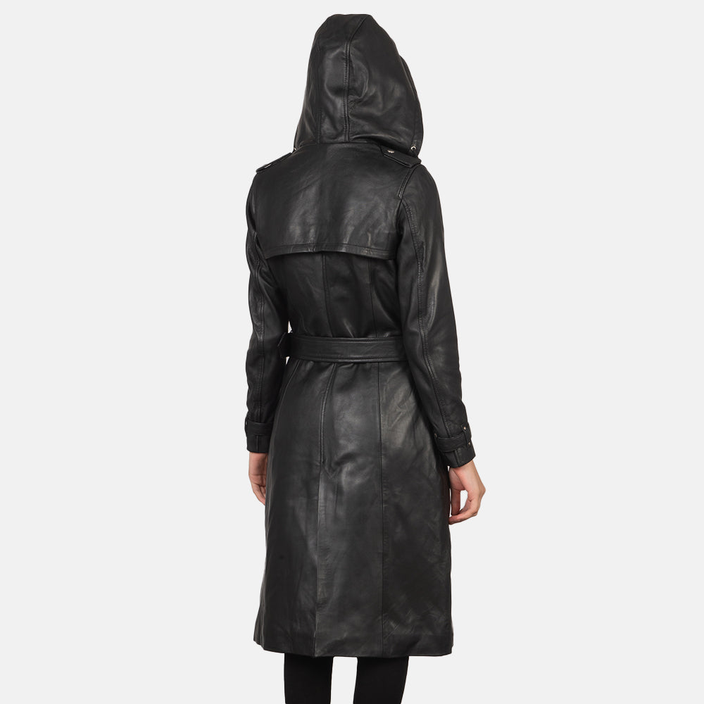Fixon Hooded Black Trench Coat by Dash Racegear - women Jacket view 5