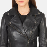 Flashback Black Leather Biker Jacket by Dash Racegear - women Jacket view 4
