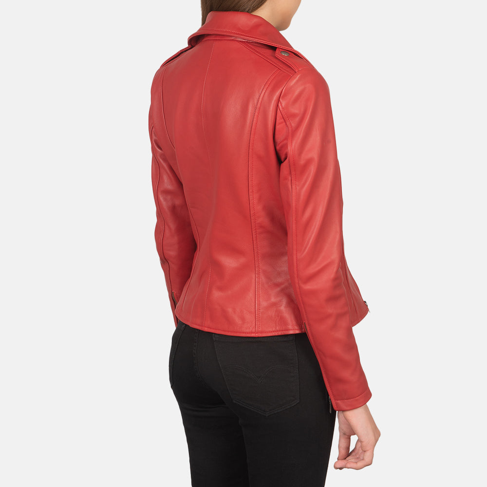 Flashback Red Leather Biker Jacket by Dash Racegear - women Jacket view 5
