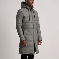 Floyd Grey Hooded Leather Puffer Coat by Dash Racegear - men Jacket view 2
