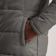 Floyd Grey Hooded Leather Puffer Coat by Dash Racegear - men Jacket view 6