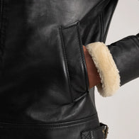 Francis B-3 Black & Cream Leather Bomber Jacket by Dash Racegear - men Jacket view 6