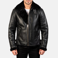 Francis B-3 Black Leather Bomber Jacket by Dash Racegear - men Jacket view 4