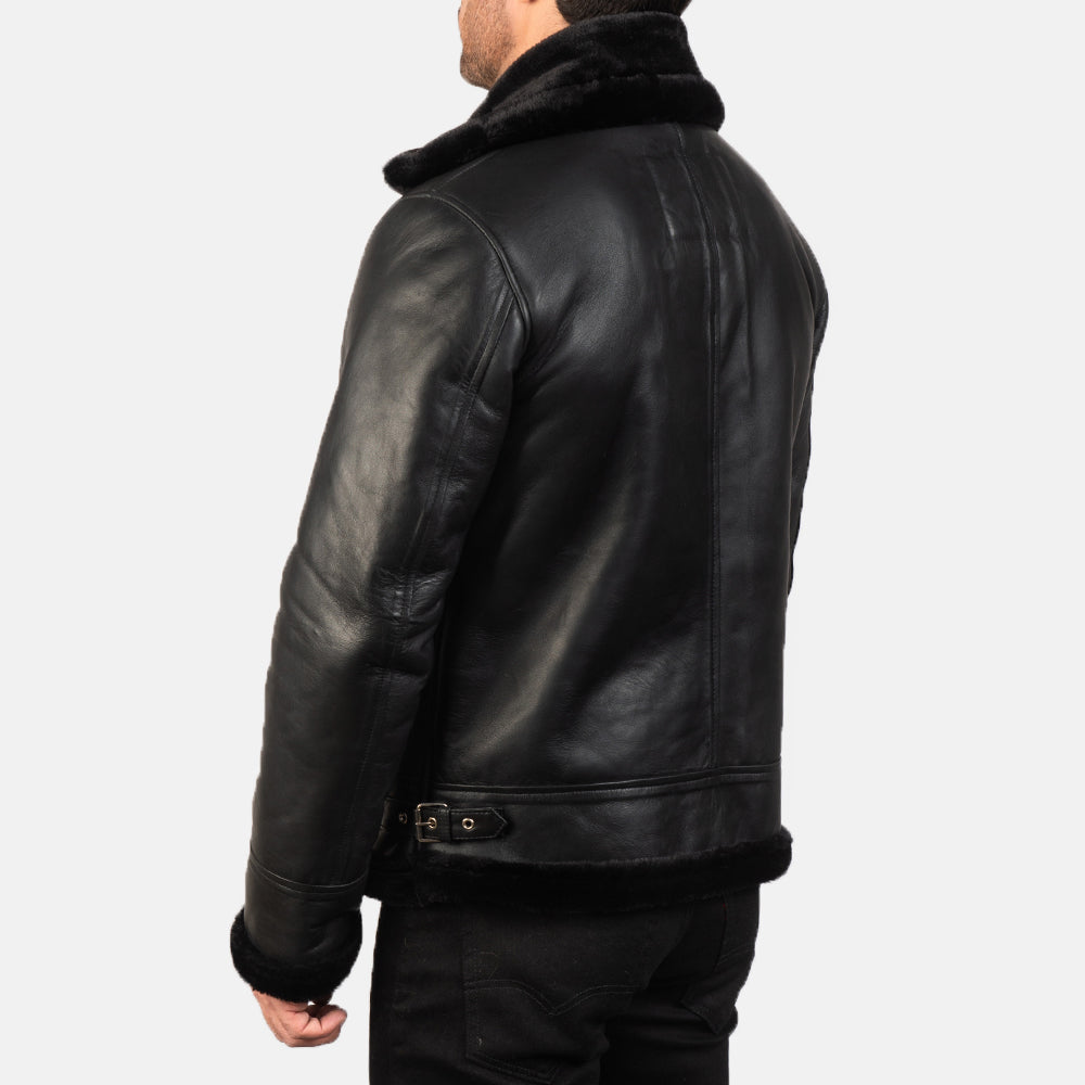 Francis B-3 Black Leather Bomber Jacket by Dash Racegear - men Jacket view 5