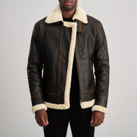 Francis B-3 Brown & Cream Leather Bomber Jacket by Dash Racegear - men Jacket view 1