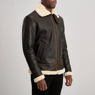 Francis B-3 Brown & Cream Leather Bomber Jacket by Dash Racegear - men Jacket view 2