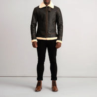 Francis B-3 Brown & Cream Leather Bomber Jacket by Dash Racegear - men Jacket view 3