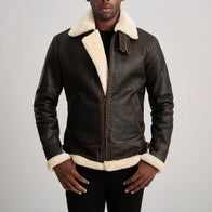 Francis B-3 Brown & Cream Leather Bomber Jacket by Dash Racegear - men Jacket view 4