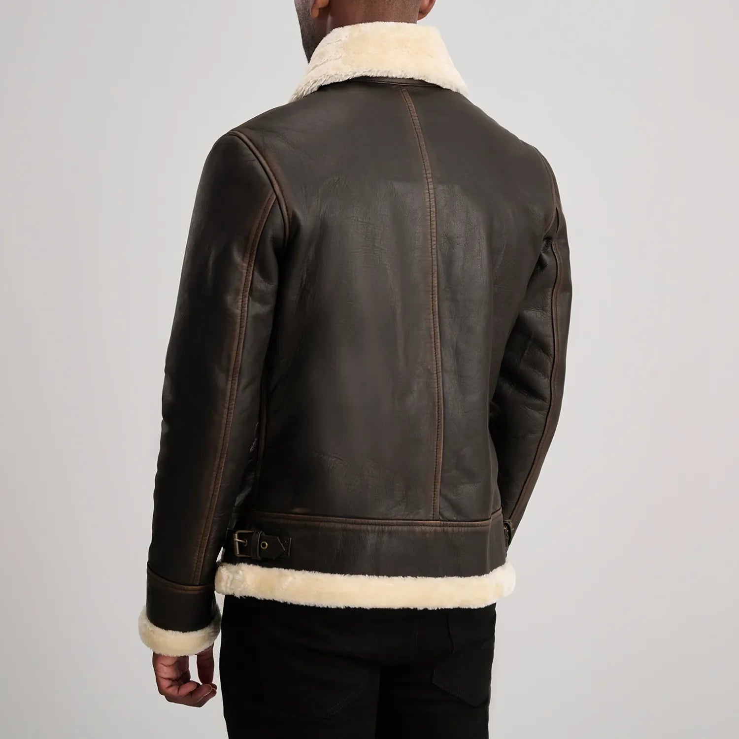 Francis B-3 Brown & Cream Leather Bomber Jacket by Dash Racegear - men Jacket view 5