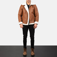 Francis B-3 Brown Leather Bomber Jacket by Dash Racegear - men Jacket view 3