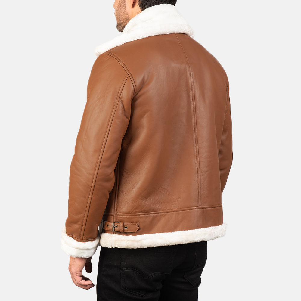Francis B-3 Brown Leather Bomber Jacket by Dash Racegear - men Jacket view 5