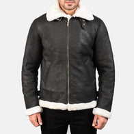 Francis B-3 Distressed Black Leather Bomber Jacket by Dash Racegear - men Jacket view 4