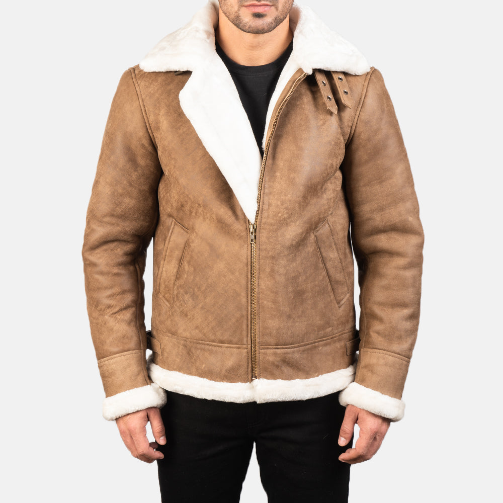 Francis B-3 Distressed Brown Leather Bomber Jacket by Dash Racegear - men Jacket view 1