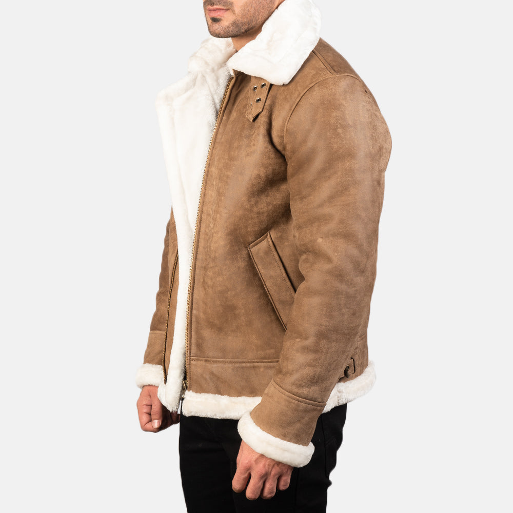 Francis B-3 Distressed Brown Leather Bomber Jacket by Dash Racegear - men Jacket view 2