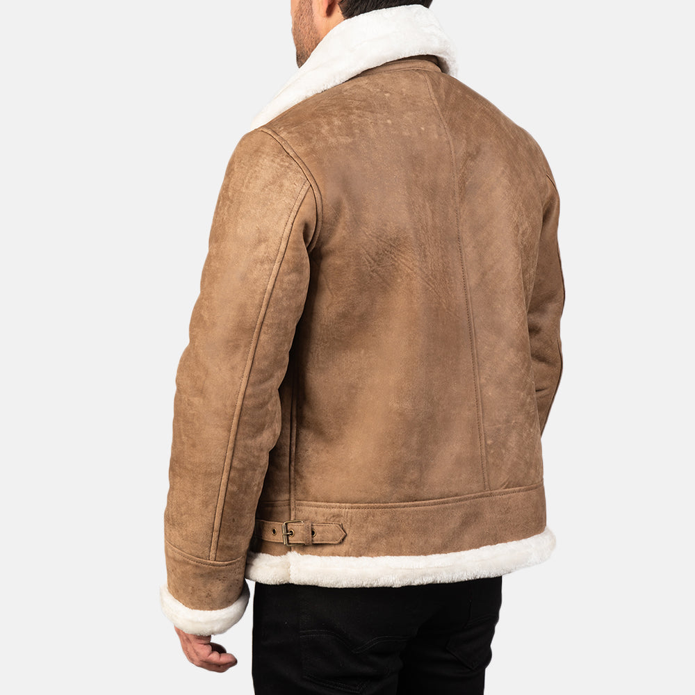 Francis B-3 Distressed Brown Leather Bomber Jacket by Dash Racegear - men Jacket view 5
