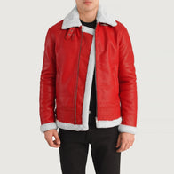 Francis B-3 Red Leather Bomber Jacket by Dash Racegear - men Jacket view 1