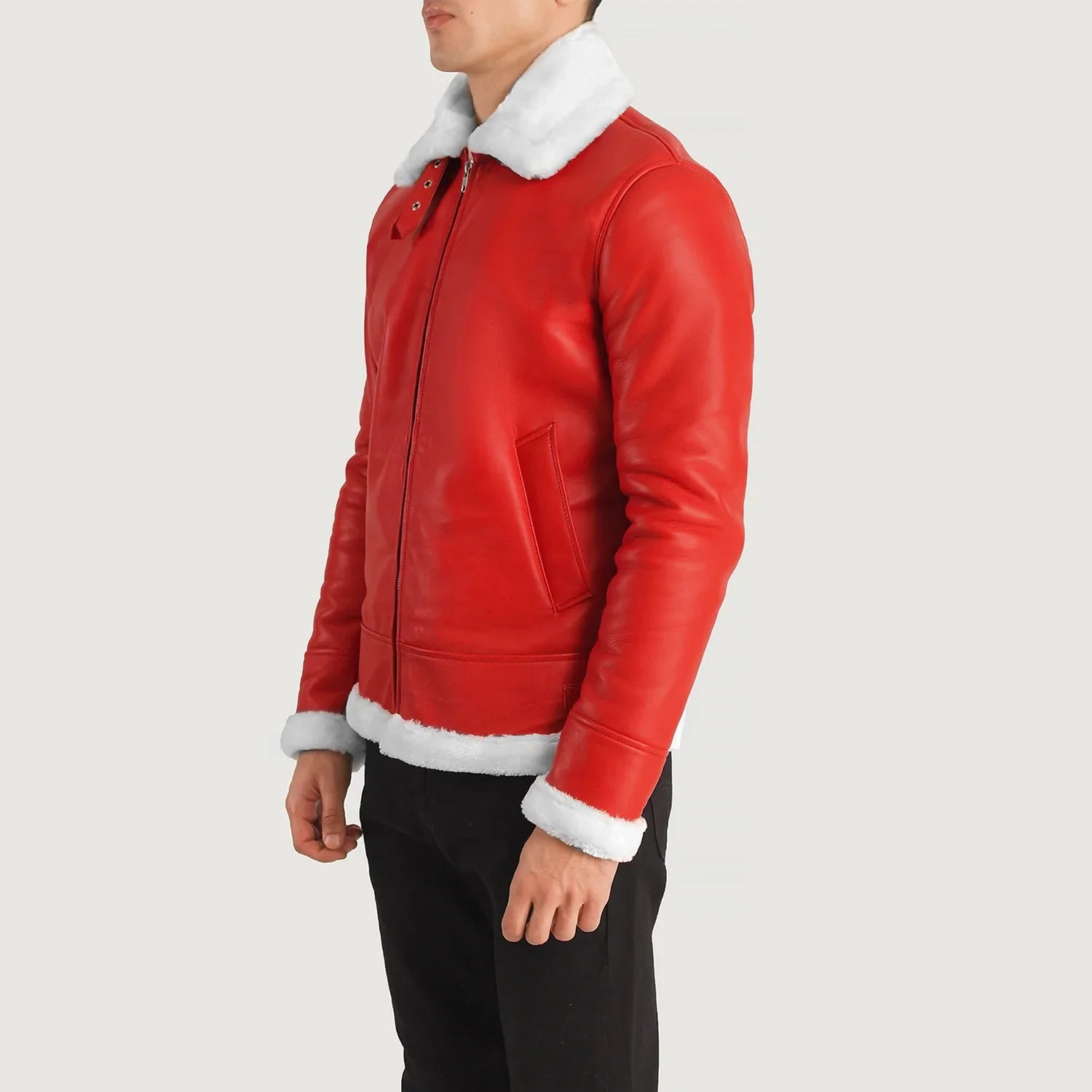 Francis B-3 Red Leather Bomber Jacket by Dash Racegear - men Jacket view 2