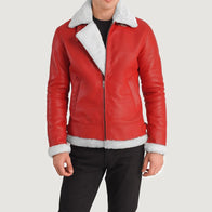 Francis B-3 Red Leather Bomber Jacket by Dash Racegear - men Jacket view 4