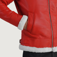 Francis B-3 Red Leather Bomber Jacket by Dash Racegear - men Jacket view 6