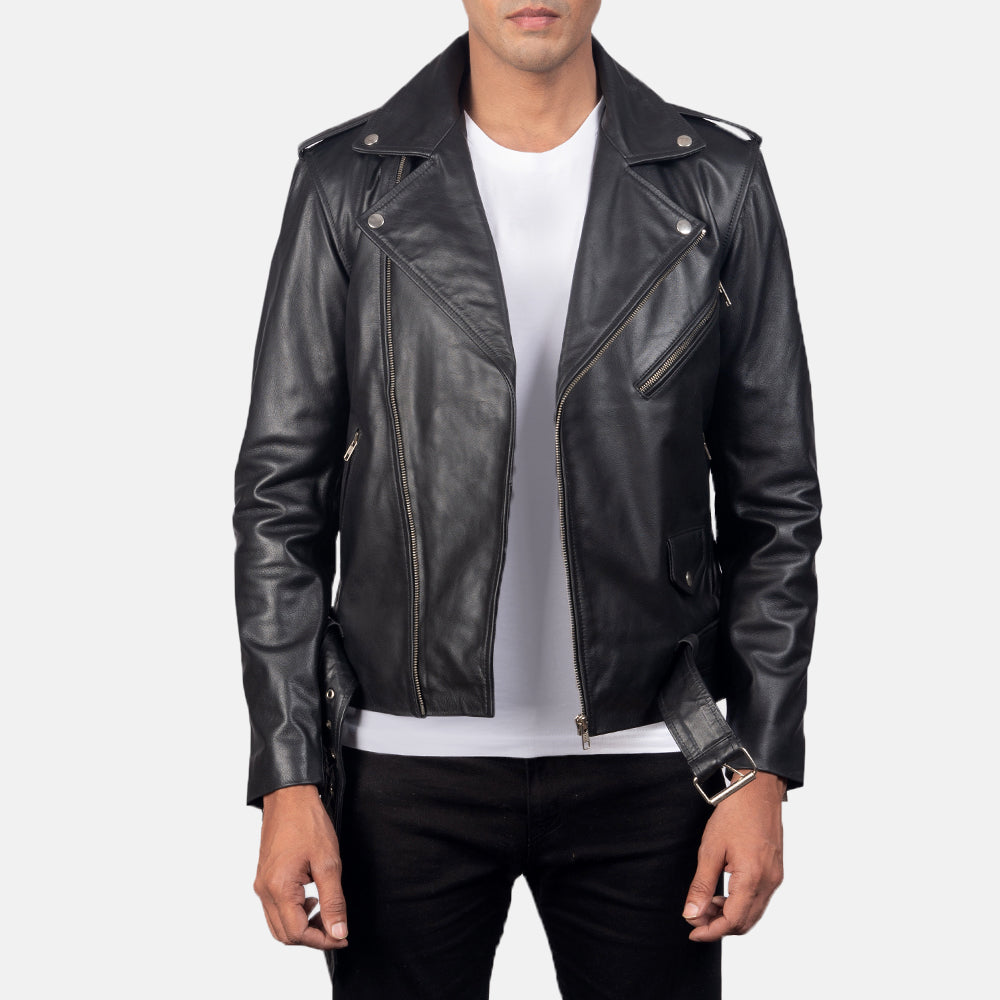 [FS] Allaric Alley Black Leather Biker Jacket by Dash Racegear - men Jacket view 1
