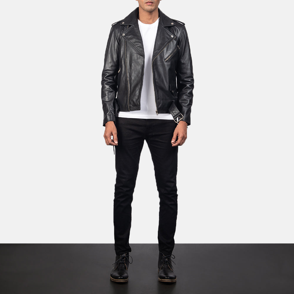 [FS] Allaric Alley Black Leather Biker Jacket by Dash Racegear - men Jacket view 3