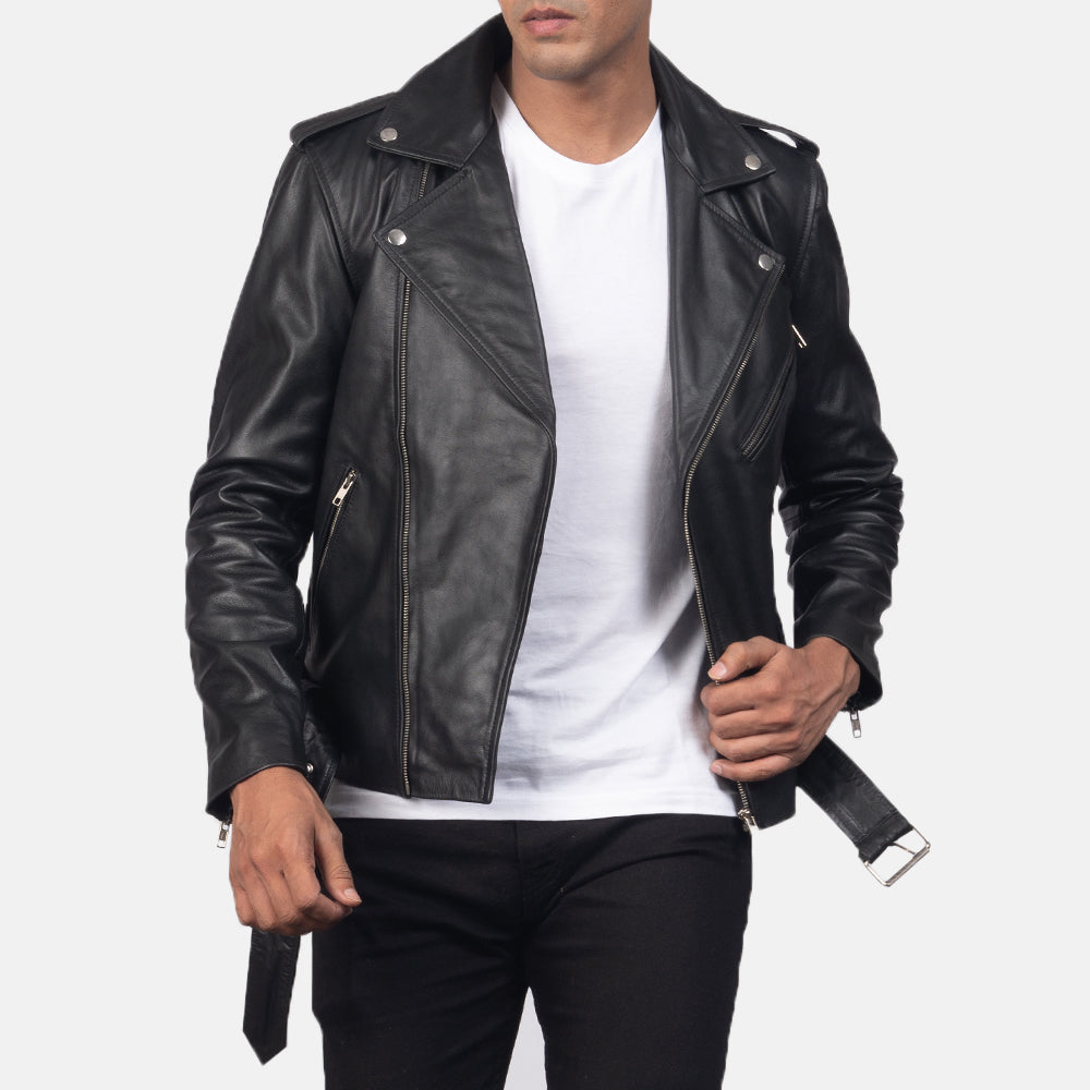 [FS] Allaric Alley Black Leather Biker Jacket by Dash Racegear - men Jacket view 4