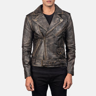 [FS] Allaric Alley Distressed Brown Leather Biker Jacket by Dash Racegear - men Jacket view 1