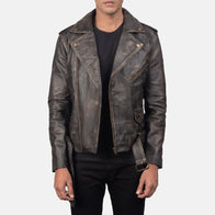 [FS] Allaric Alley Distressed Brown Leather Biker Jacket by Dash Racegear - men Jacket view 3
