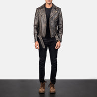 [FS] Allaric Alley Distressed Brown Leather Biker Jacket by Dash Racegear - men Jacket view 4