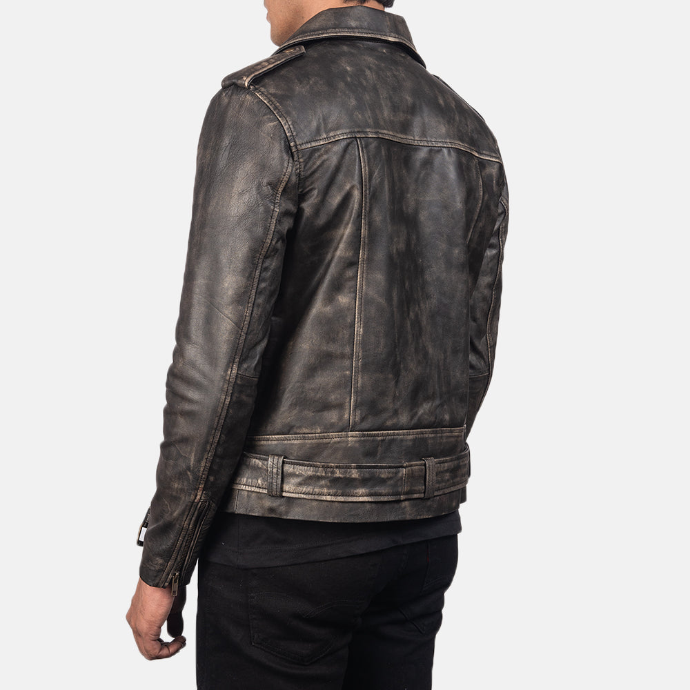 [FS] Allaric Alley Distressed Brown Leather Biker Jacket by Dash Racegear - men Jacket view 5