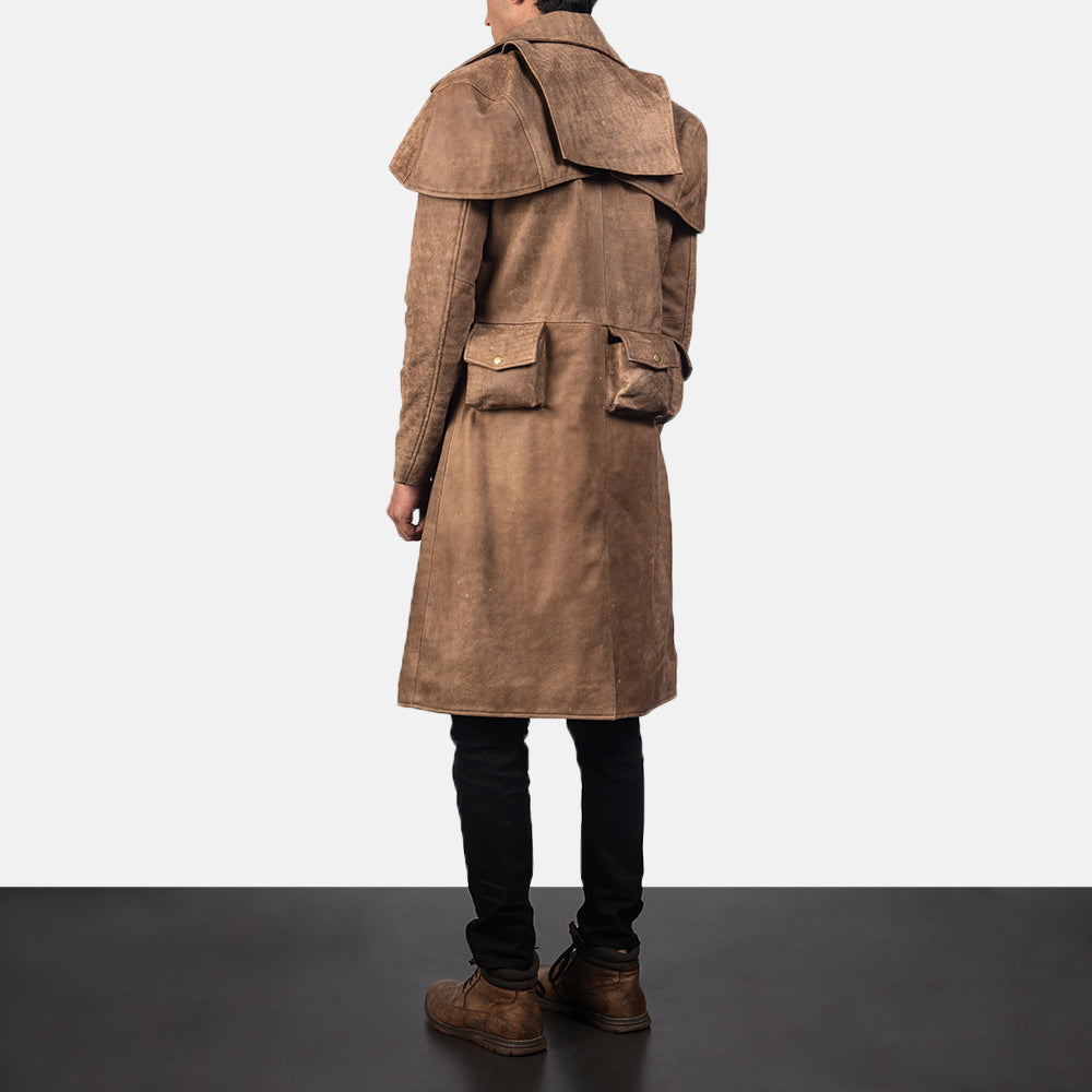 [FS] Army Brown Leather Duster by Dash Racegear - men Jacket view 3