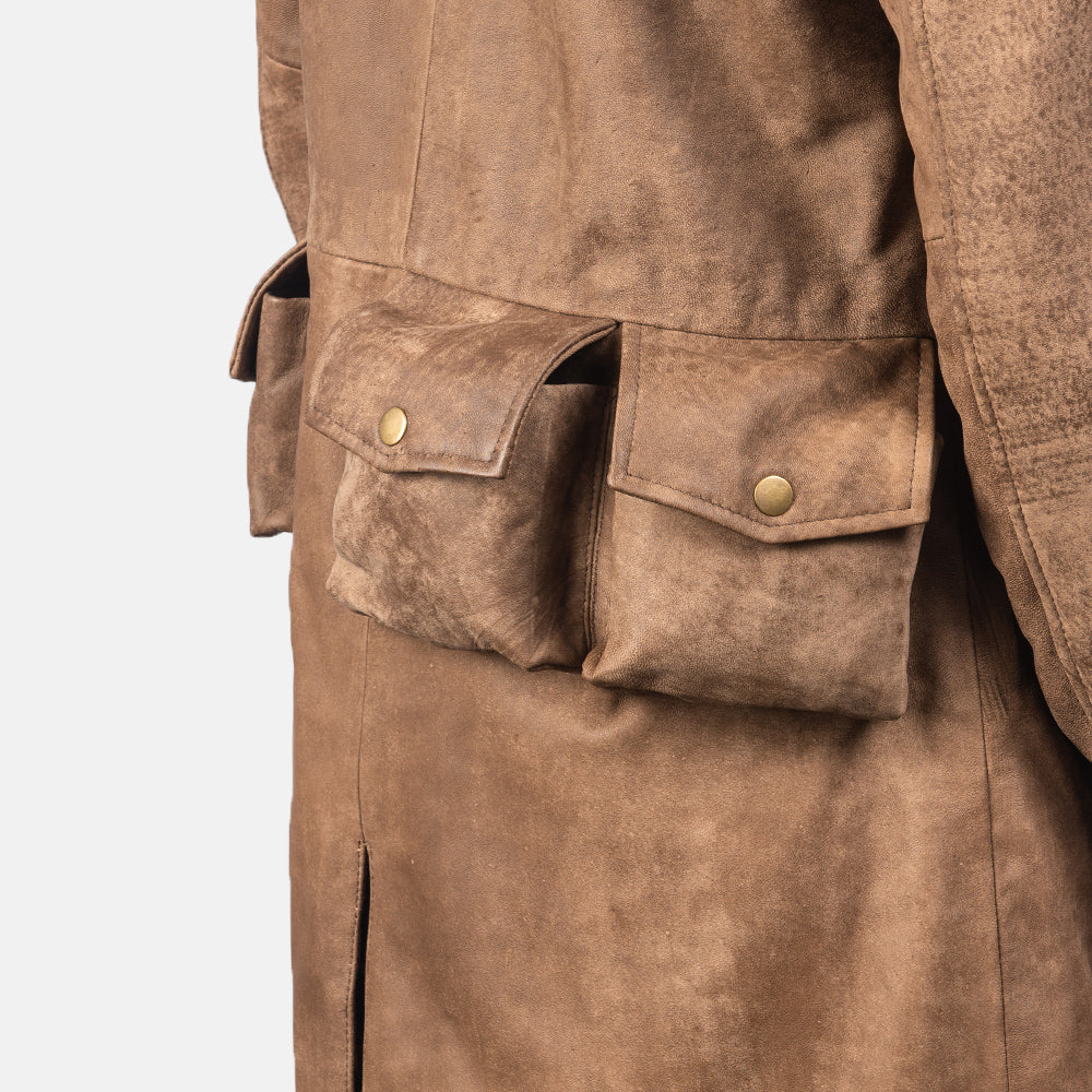 [FS] Army Brown Leather Duster by Dash Racegear - men Jacket view 5