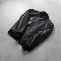 [FS] Bomia Ma-1 Black Leather Bomber Jacket by Dash Racegear - men Jacket view 7