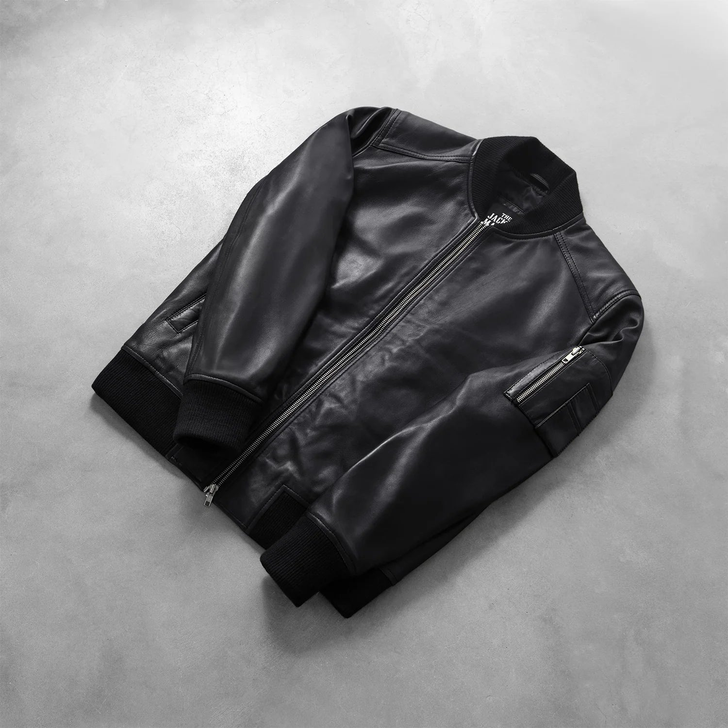 [FS] Bomia Ma-1 Black Leather Bomber Jacket by Dash Racegear - men Jacket view 7