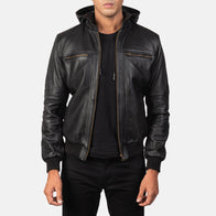 [FS] Bouncer Biz Black Leather Bomber Jacket by Dash Racegear - men Jacket view 1