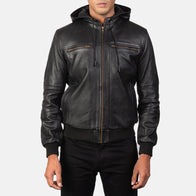 [FS] Bouncer Biz Black Leather Bomber Jacket by Dash Racegear - men Jacket view 3