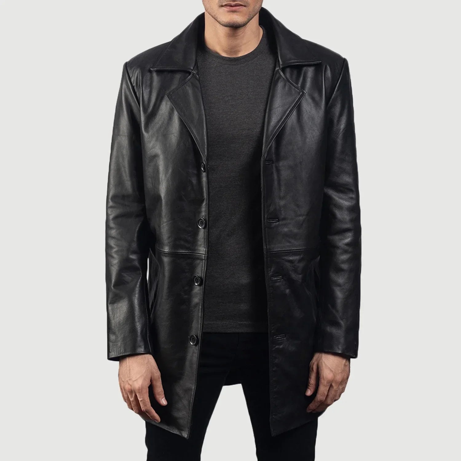 [FS] Classmith Black Leather Coat by Dash Racegear - men Jacket view 1
