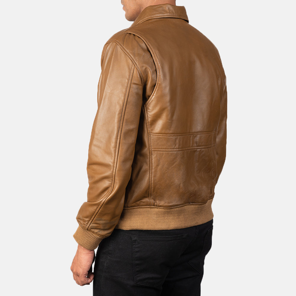 [FS] Coffmen Olive Brown A2 Leather Bomber Jacket by Dash Racegear - men Jacket view 5