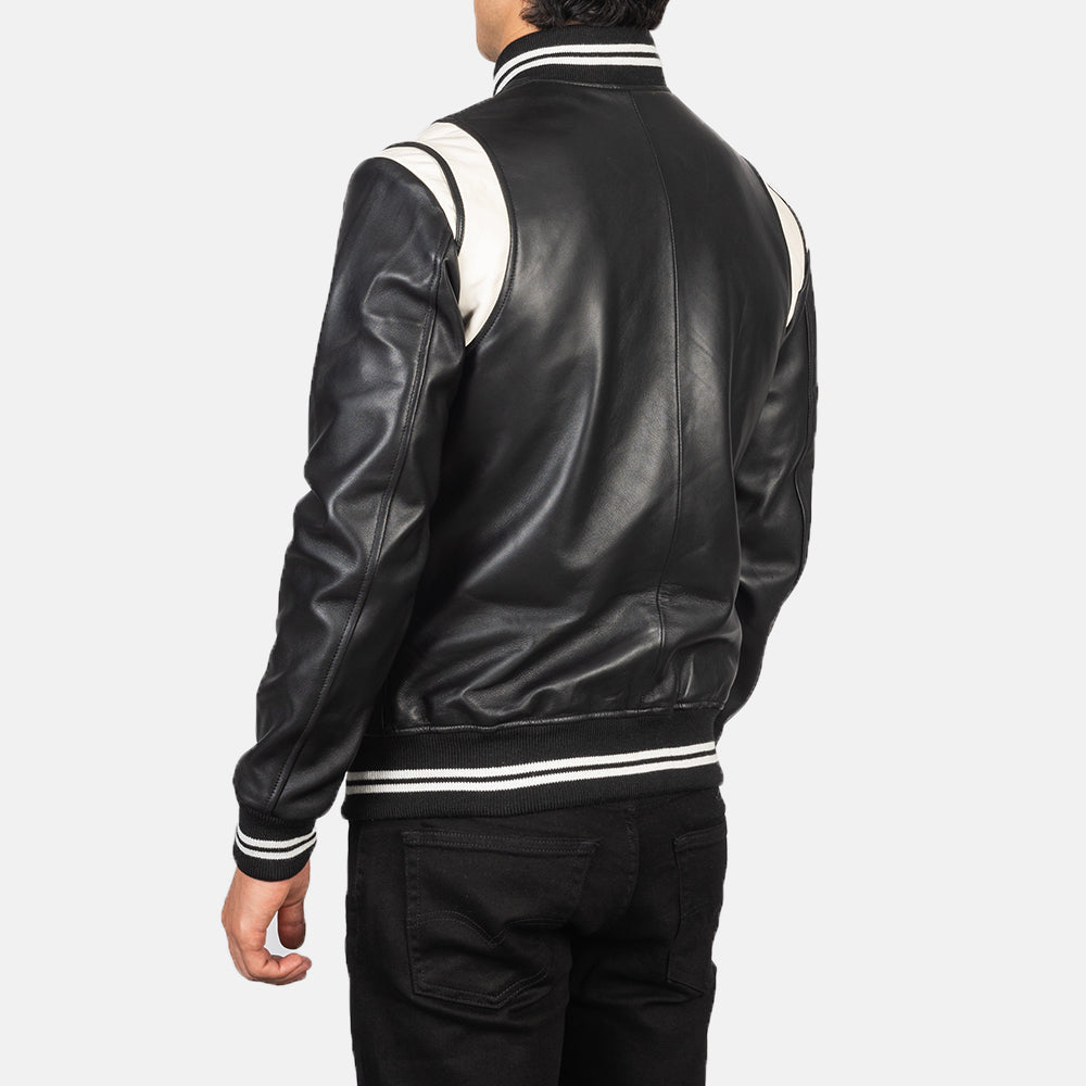 [FS] Dantee Black Leather Varsity Jacket by Dash Racegear - men Jacket view 5