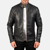 [FS] Dean Black Leather Biker Jacket by Dash Racegear - men Jacket view 1
