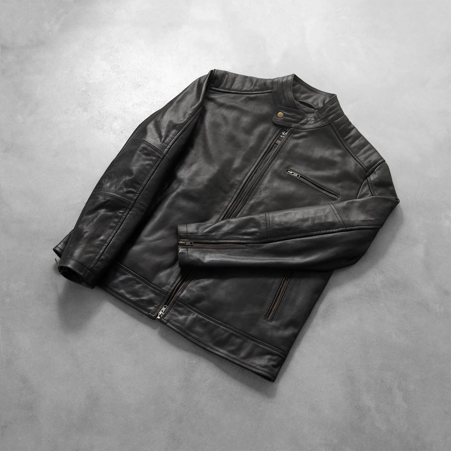 [FS] Dean Black Leather Biker Jacket by Dash Racegear - men Jacket view 7