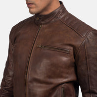[FS] Dean Brown Leather Biker Jacket by Dash Racegear - men Jacket view 6
