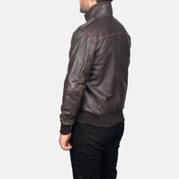 [FS] Glen Street Brown Leather Bomber Jacket by Dash Racegear - men Jacket view 5