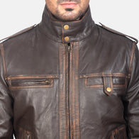 [FS] Glen Street Brown Leather Bomber Jacket by Dash Racegear - men Jacket view 6