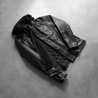 [FS] Highschool Black Hooded Leather Jacket by Dash Racegear - men Jacket view 7