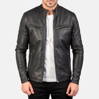 [FS] Ionic Black Leather Jacket by Dash Racegear - men Jacket view 1