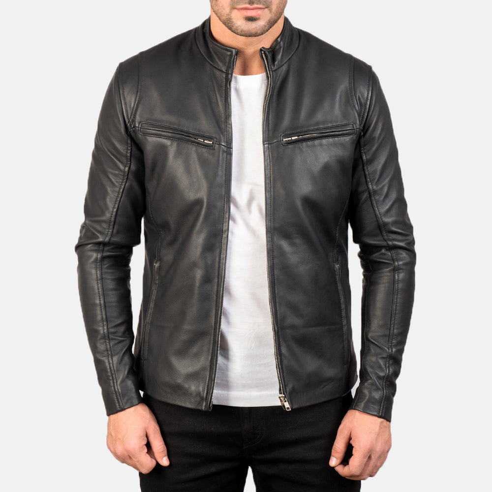 [FS] Ionic Black Leather Jacket by Dash Racegear - men Jacket view 1