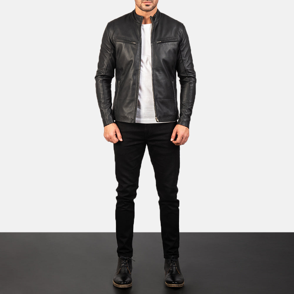 [FS] Ionic Black Leather Jacket by Dash Racegear - men Jacket view 3